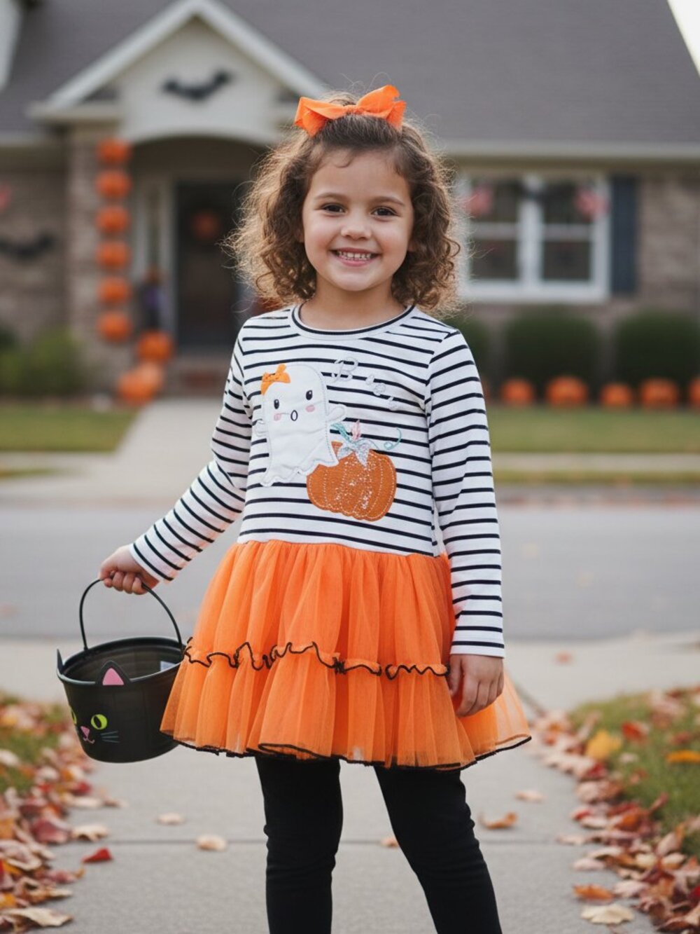 Blueberi Boulevard Halloween Ghost Pumpkin Tutu Tunic Leggings Set NWT Size 4